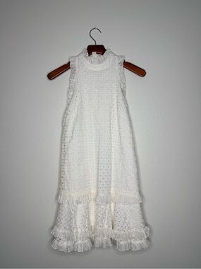 Thread Social Antique White Ruffled Eyelet Mini Dress